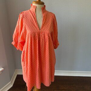 Women’s Coral Mini Dress with Ruffle Collar